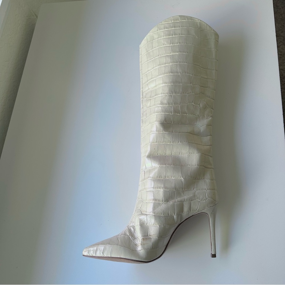 Schutz | MARYANA CROCODILE-EMBOSSED LEATHER BOOT | US 7 - Picture 9 of 13